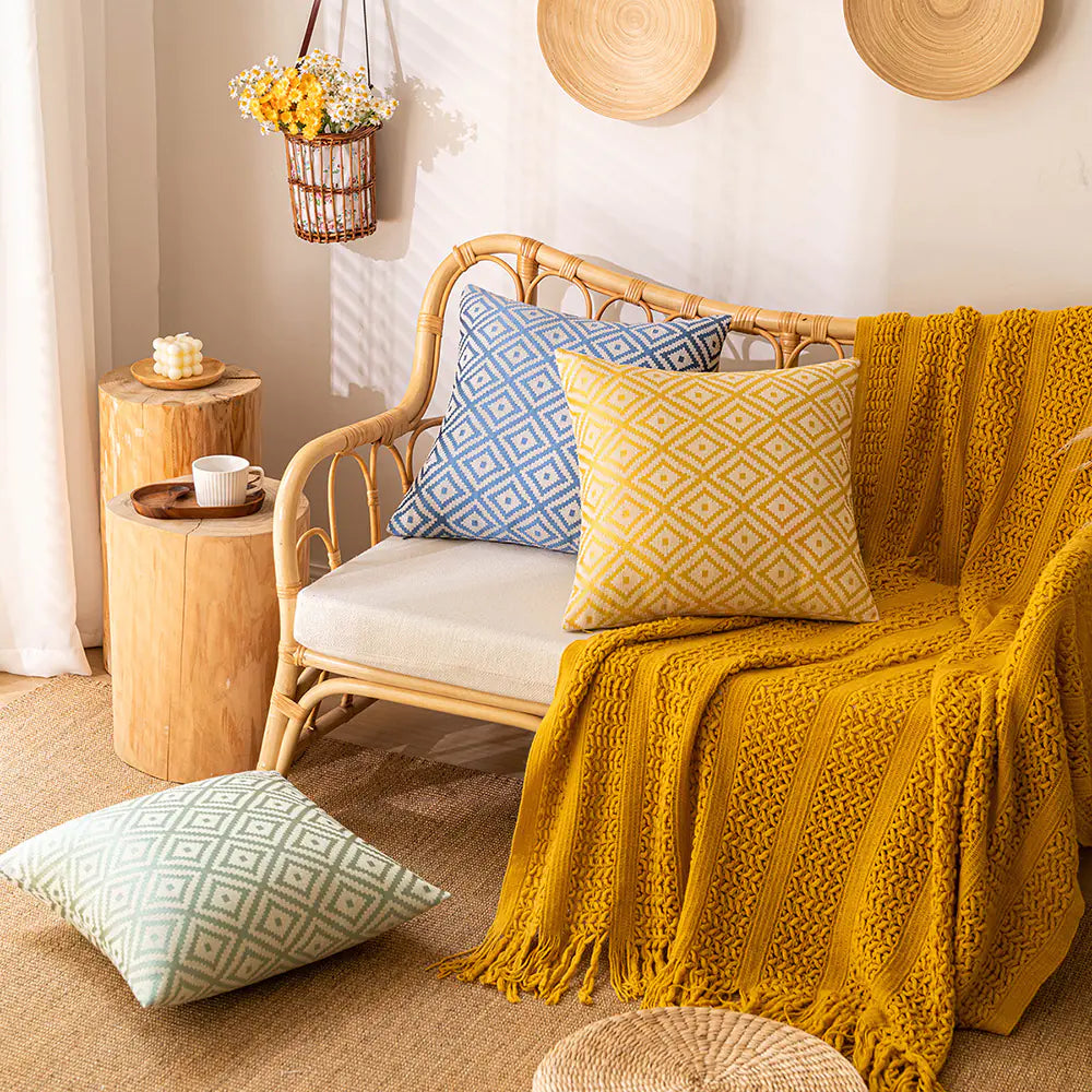 Nordic Rhombus Double-sided Jacquard Pillow Cover - Eclatliving Furniture