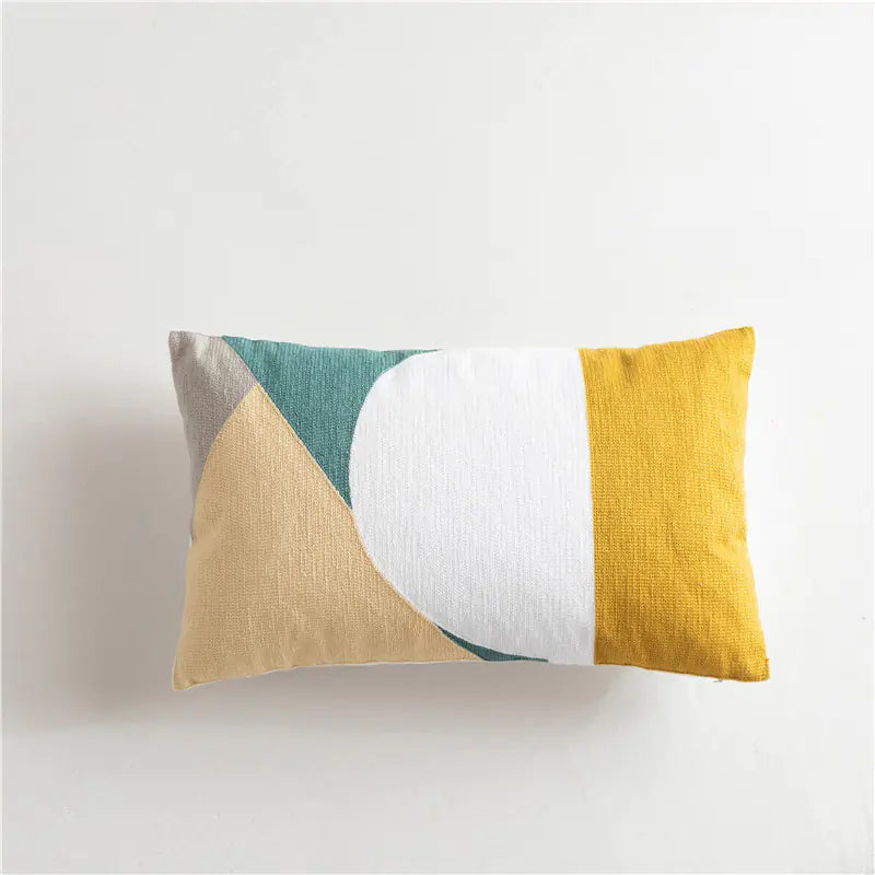 Scandinavian Geometric Cotton Embroidered Pillow Cover - Eclatliving Furniture