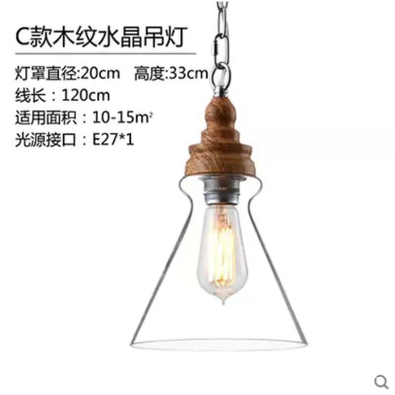 Nordic Rustic Transparent Glass Pendant Lamp - Eclatliving Lighting