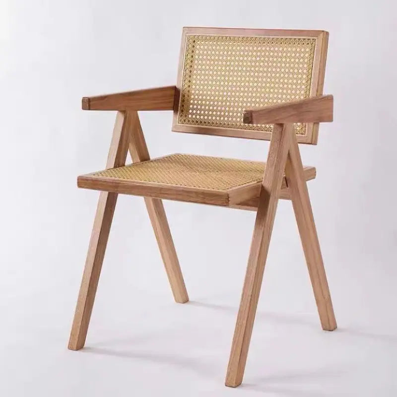 Nordic Solid Wood Rattan Chair - Eclatliving Furniture
