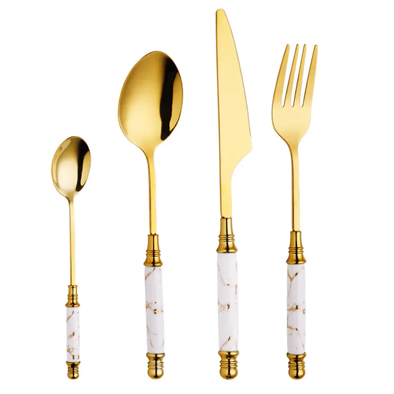 Nordic Ceramic Handle Stainless Steel Cutlery Set - Eclatliving Kitchen & Dining