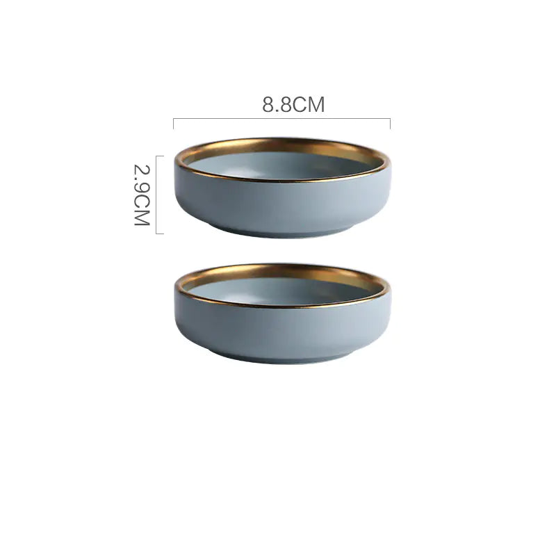 Nordic Gold Trim Ceramic Dinnerware Set (Plates & Bowls) - Eclatliving Kitchen & Dining