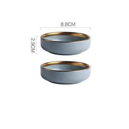 Nordic Gold Trim Ceramic Dinnerware Set (Plates & Bowls) - Eclatliving Kitchen & Dining