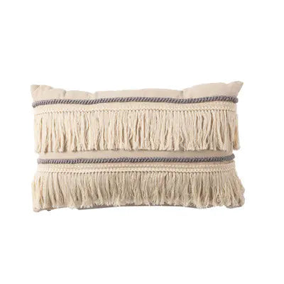 Cotton Linen Long Tassel Pillowcase