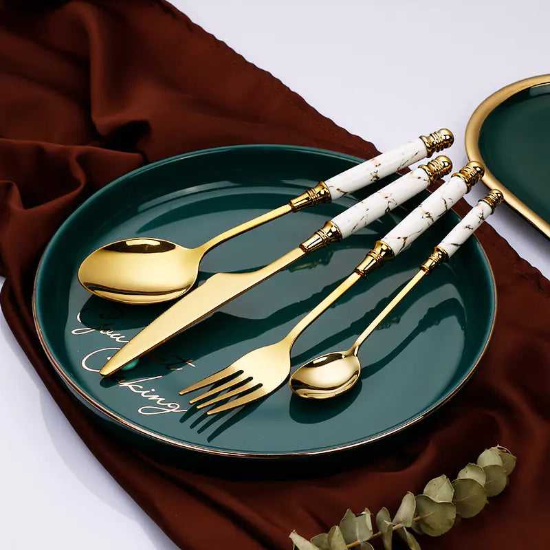 Nordic Ceramic Handle Stainless Steel Cutlery Set - Eclatliving Kitchen & Dining