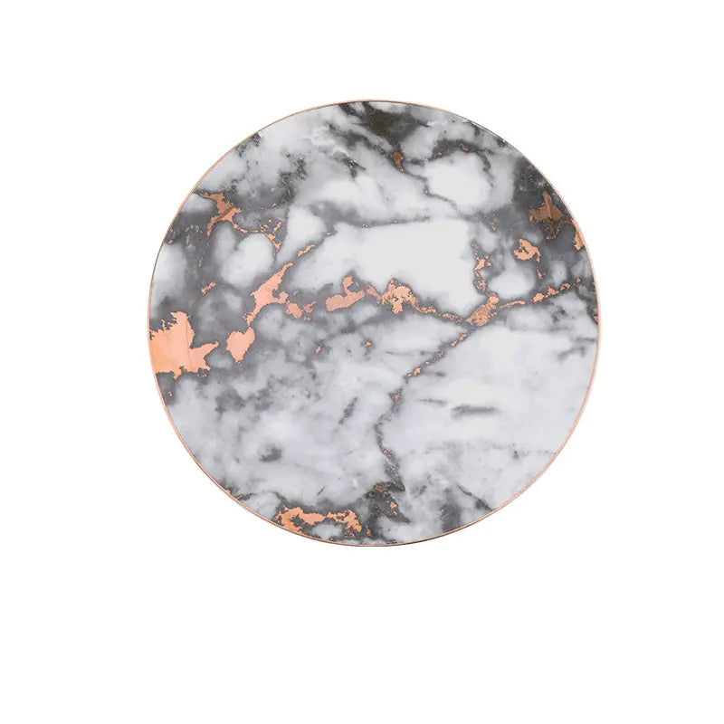 Marble Pattern Plate, Nordic Dinnerware with Gold Edge