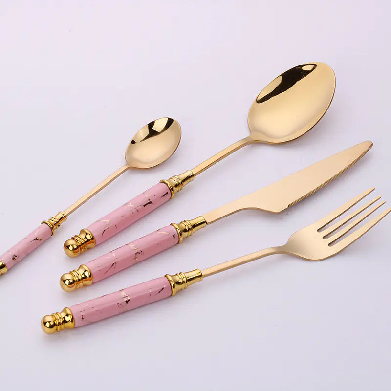 Nordic Ceramic Handle Stainless Steel Cutlery Set - Eclatliving Kitchen & Dining