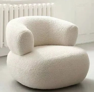 Minimalist White Lambswool Sofa Chair - Eclatliving Furniture