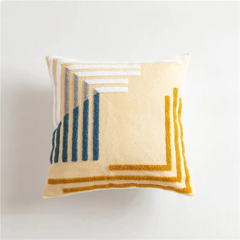 Scandinavian Geometric Cotton Embroidered Pillow Cover - Eclatliving Furniture