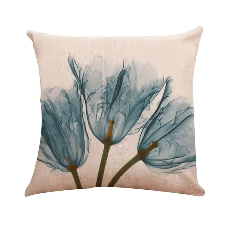 Modern Ink Painting Tulip Linen Pillowcase Cover