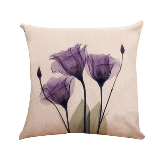 Modern Ink Painting Tulip Linen Pillowcase Cover