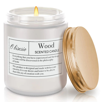 Obisesio Scented Candle Candle for Home Scented Fall Scented Candle for Women Winter Scented Candle Soy Scented Candle for Candle Holder & Home & Bathroom 7 oz Soy Wax 45h Burning Time Wood - Eclatliving Home Fragrance