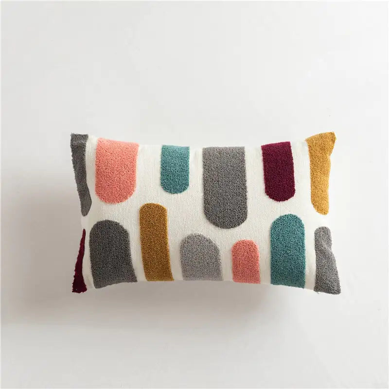 Scandinavian Geometric Cotton Embroidered Pillow Cover - Eclatliving Furniture