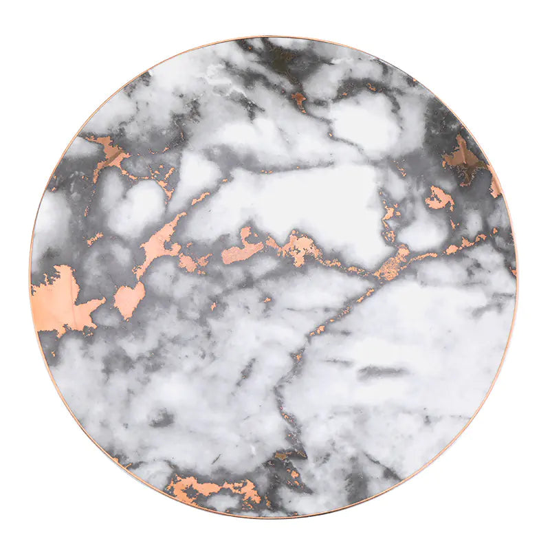 Marble Pattern Plate, Nordic Dinnerware with Gold Edge