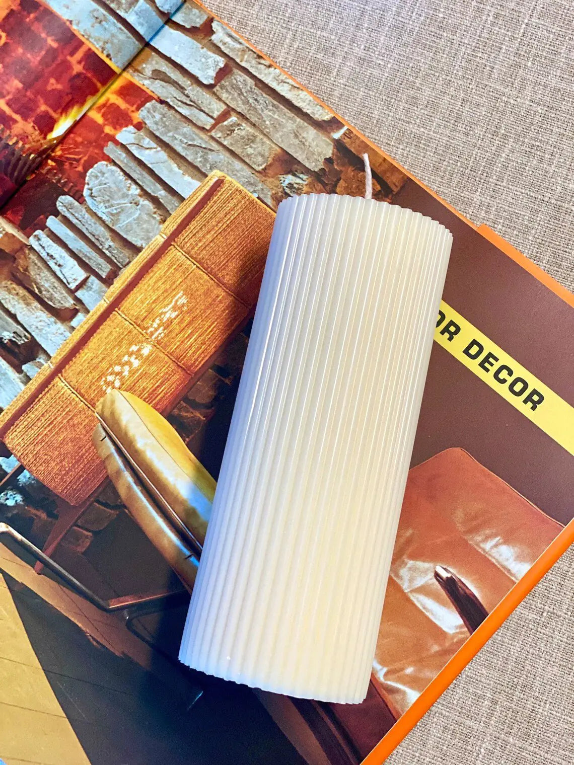 Minimalist Ribbed Pillar Candles - Eclatliving Furniture