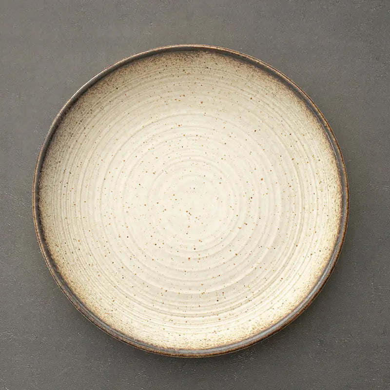 Retro Stoneware Ceramic Plate for Household Use - Eclatliving Kitchen & Dining