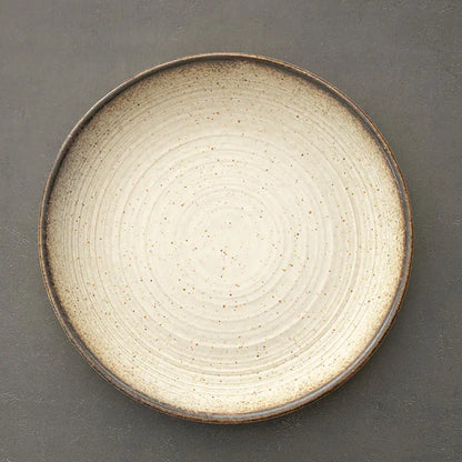 Retro Stoneware Ceramic Plate for Household Use - Eclatliving Kitchen & Dining