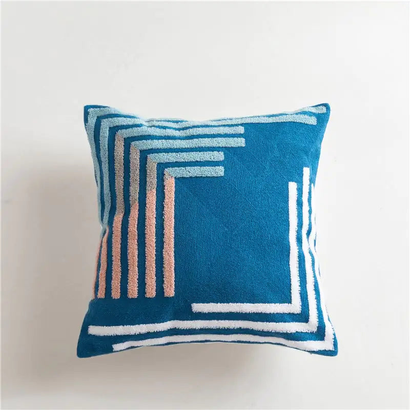 Scandinavian Geometric Cotton Embroidered Pillow Cover - Eclatliving Furniture