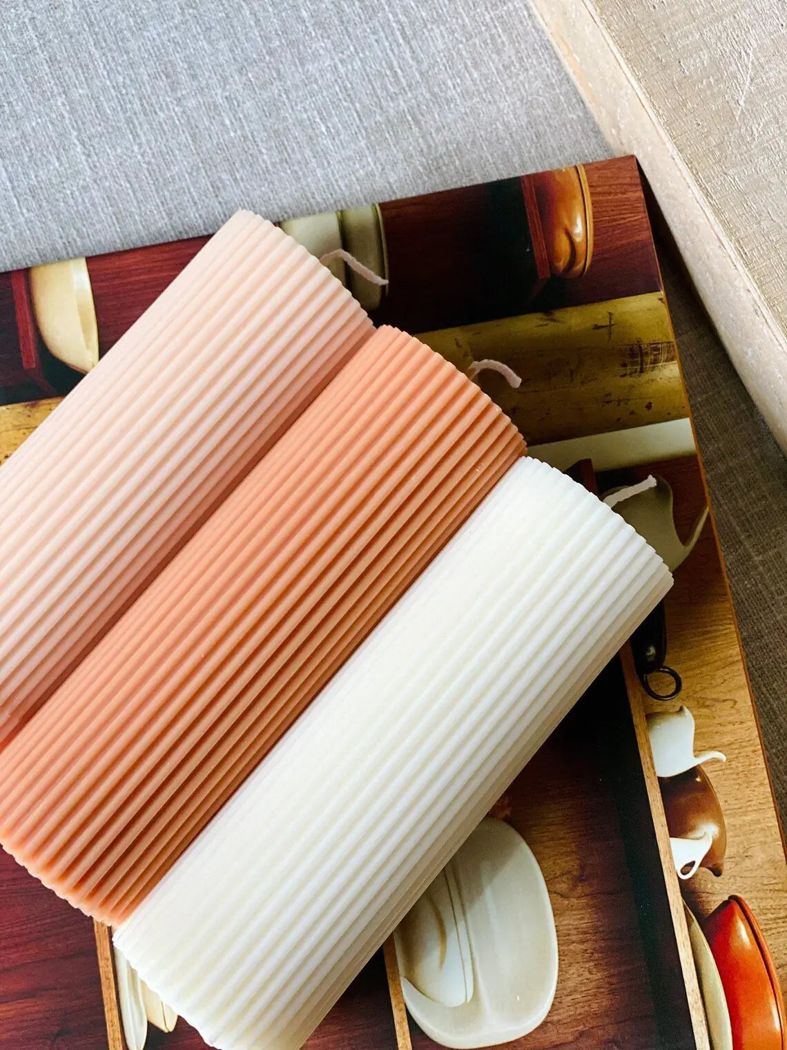 Minimalist Ribbed Pillar Candles - Eclatliving Furniture