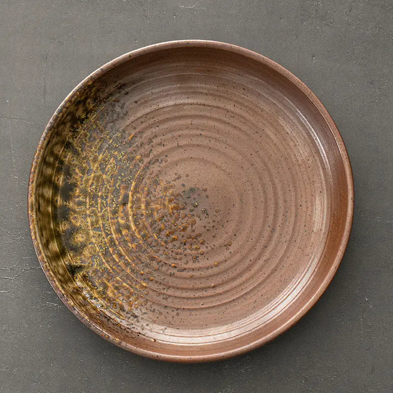 Retro Stoneware Ceramic Plate for Household Use - Eclatliving Kitchen & Dining