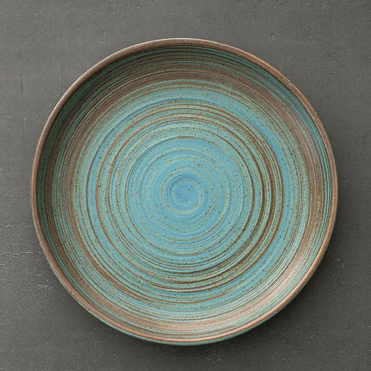 Retro Stoneware Ceramic Plate for Household Use