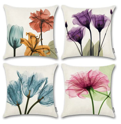 Modern Ink Painting Tulip Linen Pillowcase Cover