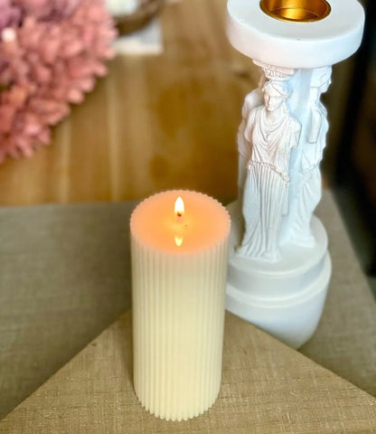 Minimalist Ribbed Pillar Candles - Eclatliving Furniture