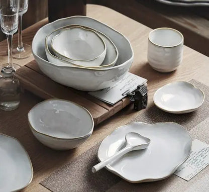 Ceramic Irregular Dinnerware Set with Bowls and Plates