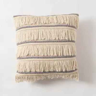 Cotton Linen Long Tassel Pillowcase