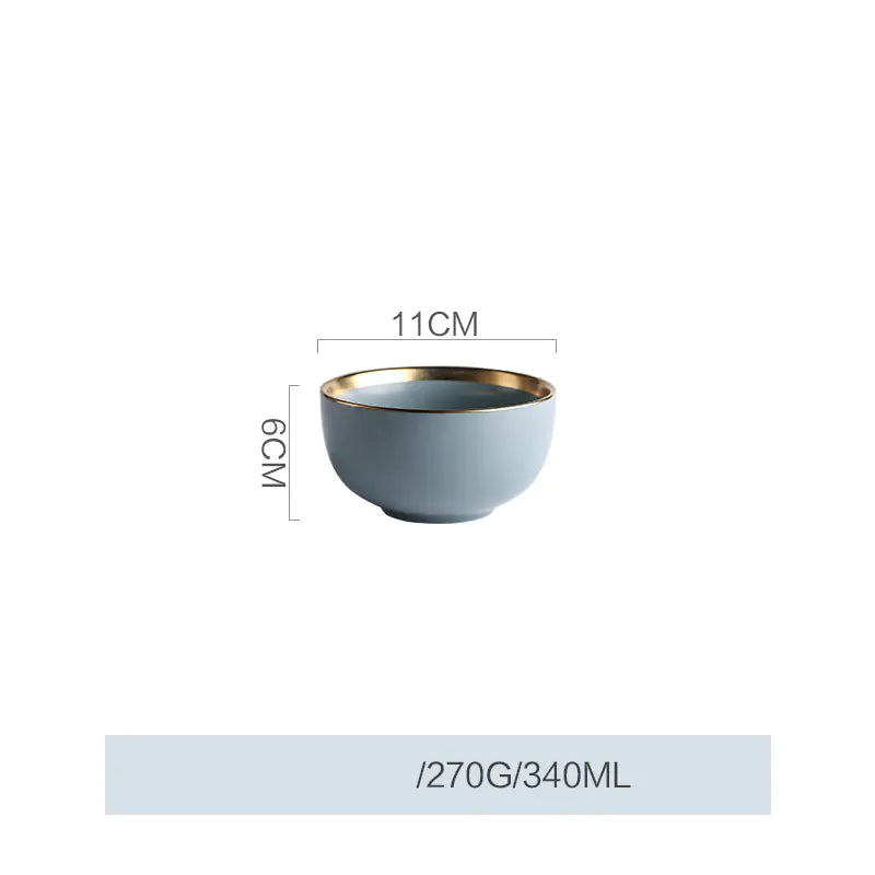 Nordic Gold Trim Ceramic Dinnerware Set (Plates & Bowls) - Eclatliving Kitchen & Dining