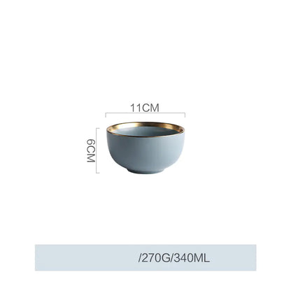 Nordic Gold Trim Ceramic Dinnerware Set (Plates & Bowls) - Eclatliving Kitchen & Dining