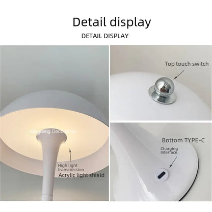 Danish Mid-Century Mushroom Table Lamp for Bedroom