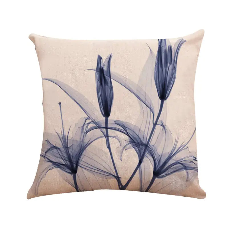 Modern Ink Painting Tulip Linen Pillowcase Cover