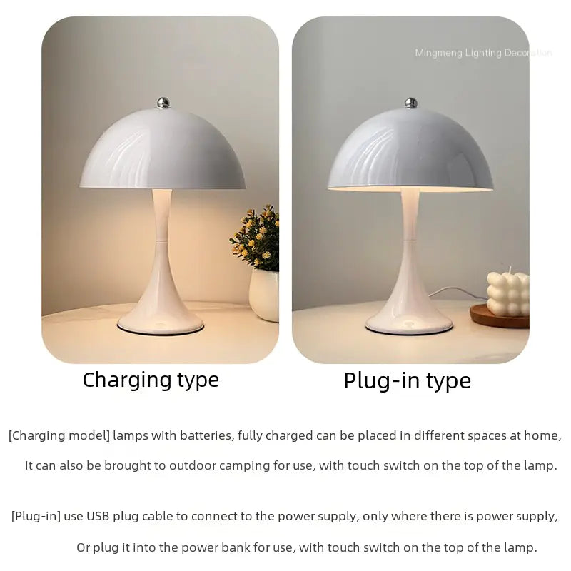 Danish Mid-Century Mushroom Table Lamp for Bedroom