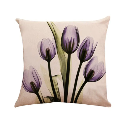 Modern Ink Painting Tulip Linen Pillowcase Cover