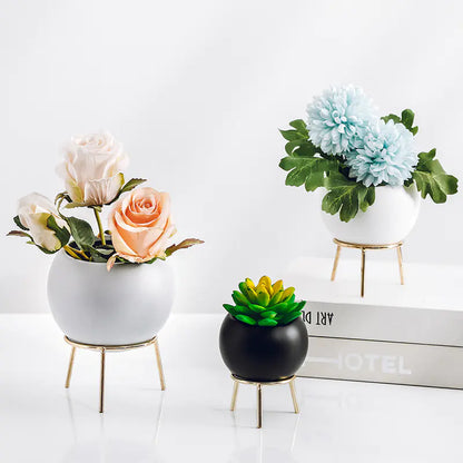 Nordic Ceramic Round Hydroponic Succulent Planter Decor