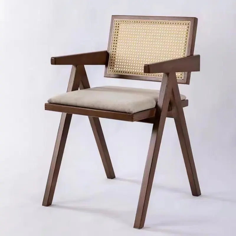 Nordic Solid Wood Rattan Chair - Eclatliving Furniture
