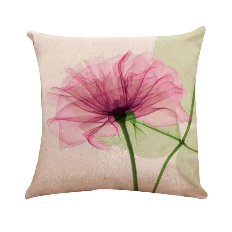 Modern Ink Painting Tulip Linen Pillowcase Cover