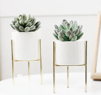 Nordic Style Ceramic and Iron Succulent Planter