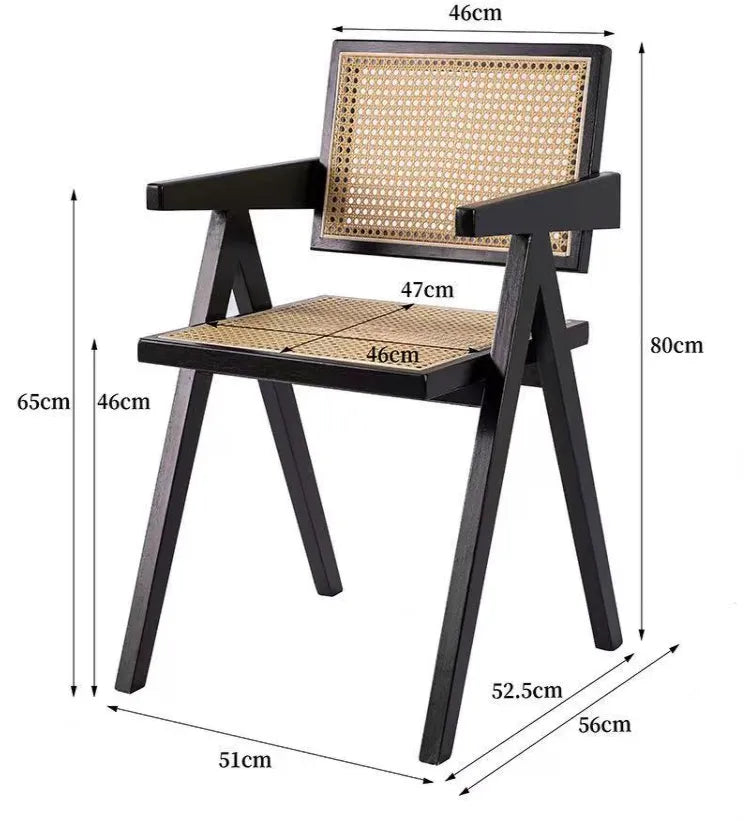 Nordic Solid Wood Rattan Chair - Eclatliving Furniture