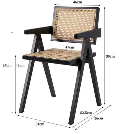 Nordic Solid Wood Rattan Chair - Eclatliving Furniture