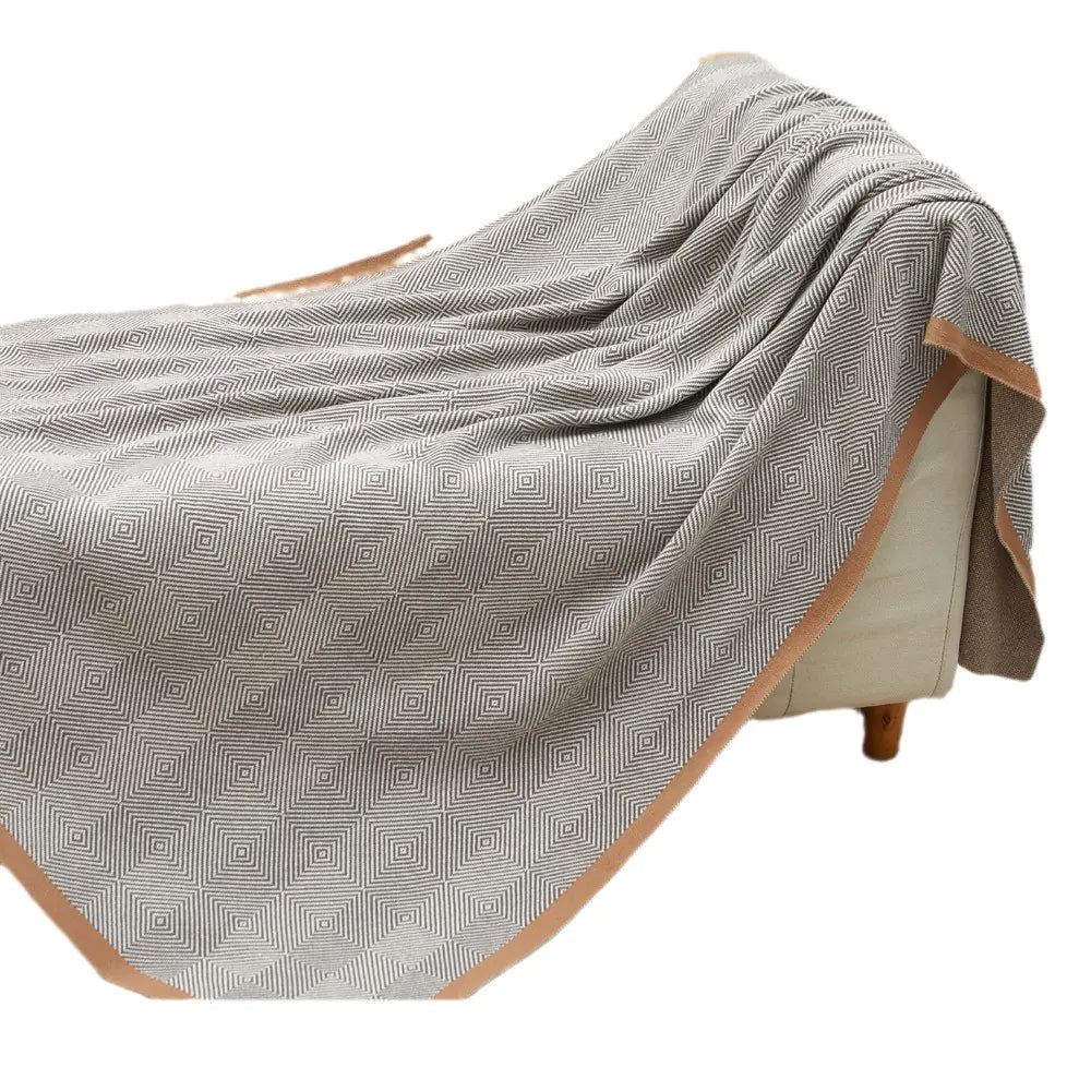 Class A Combed Cotton Knitted Diamond Throw Blanket