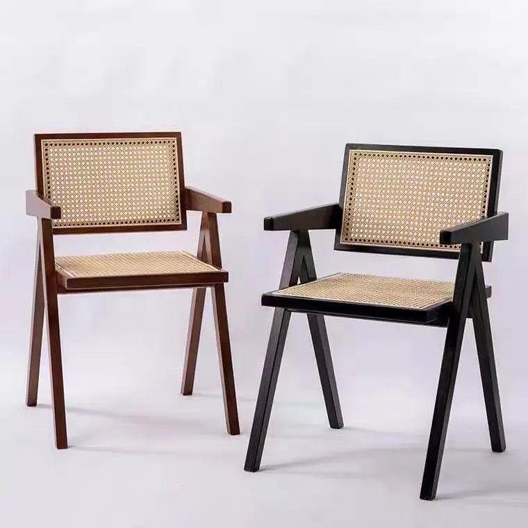 Nordic Solid Wood Rattan Chair - Eclatliving Furniture