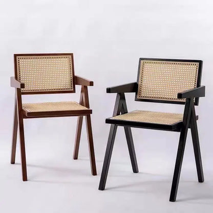 Nordic Solid Wood Rattan Chair - Eclatliving Furniture