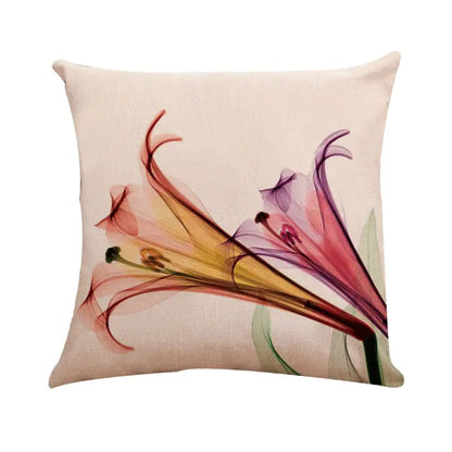 Modern Ink Painting Tulip Linen Pillowcase Cover