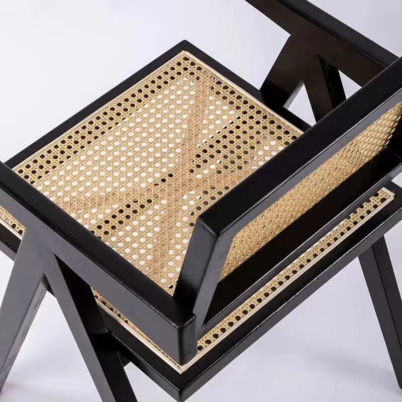 Nordic Solid Wood Rattan Chair - Eclatliving Furniture