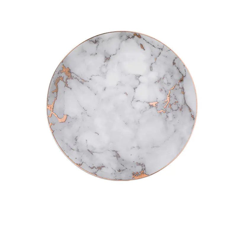 Marble Pattern Plate, Nordic Dinnerware with Gold Edge