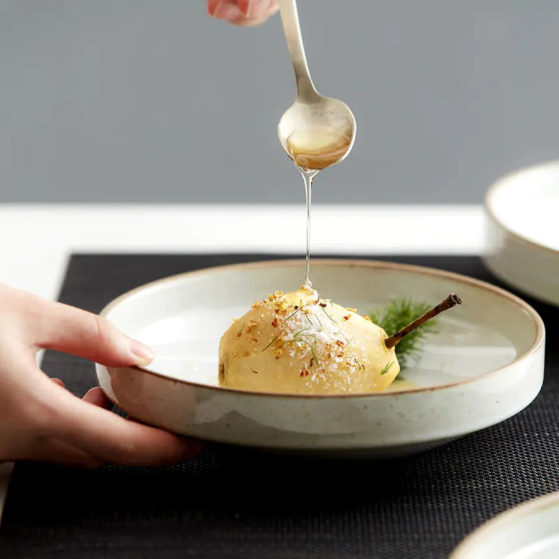 Creative Retro Stoneware Sesame Dinner Plate