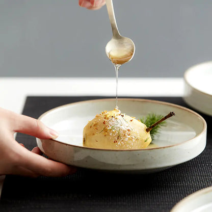 Creative Retro Stoneware Sesame Dinner Plate