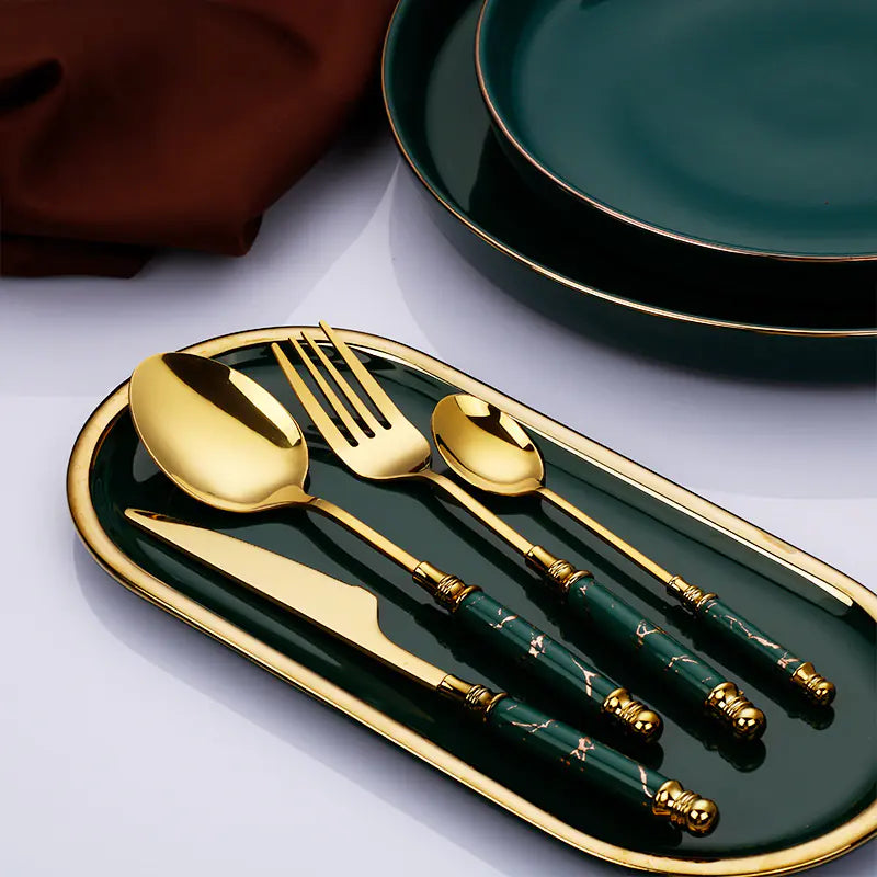 Nordic Ceramic Handle Stainless Steel Cutlery Set - Eclatliving Kitchen & Dining